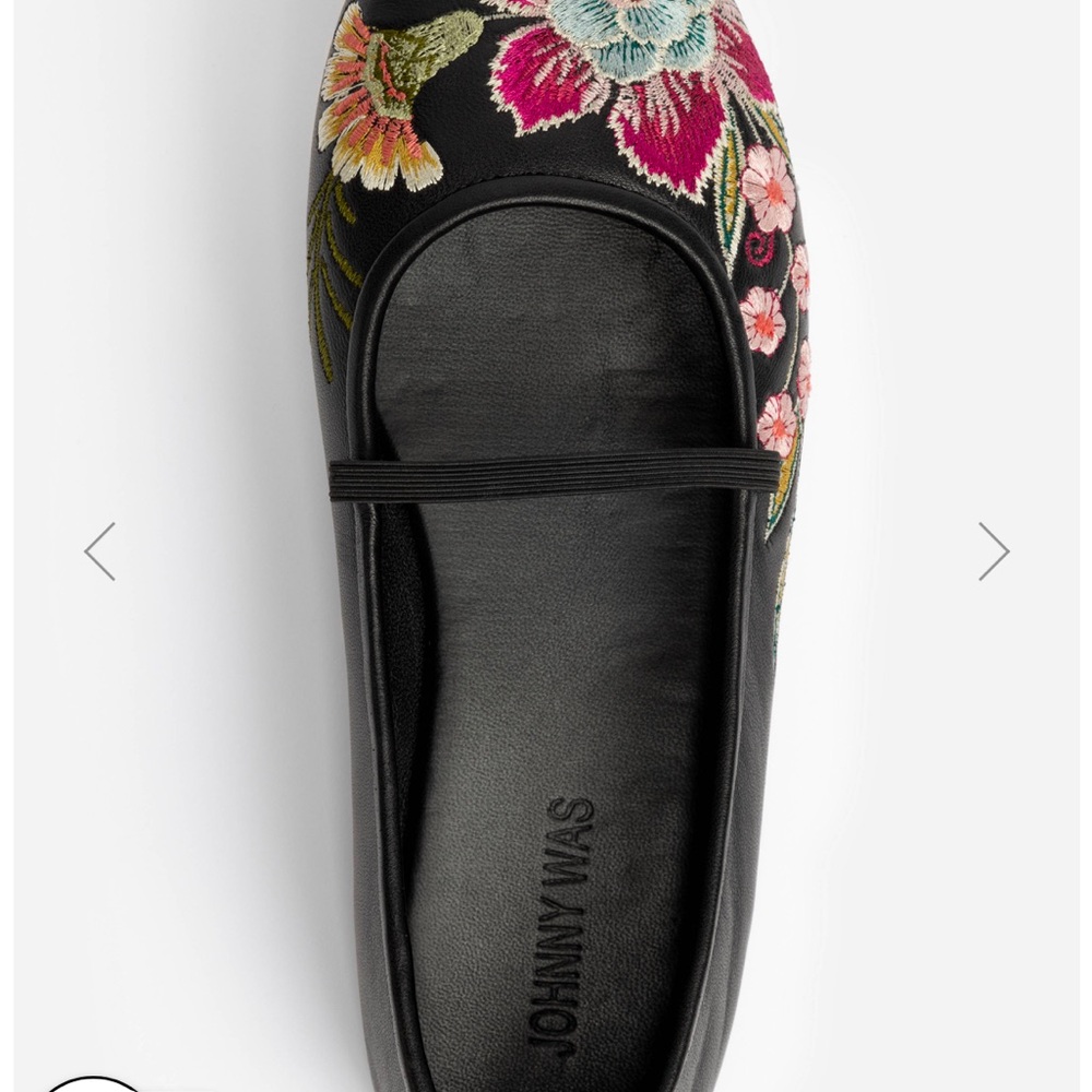 Johnny Was Black Floral Embroidered Women's Shoes